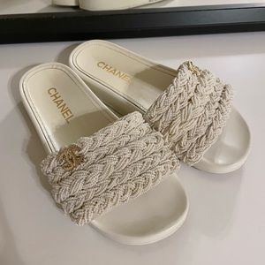 Chanel Pearl Beaded Lambskin Slides